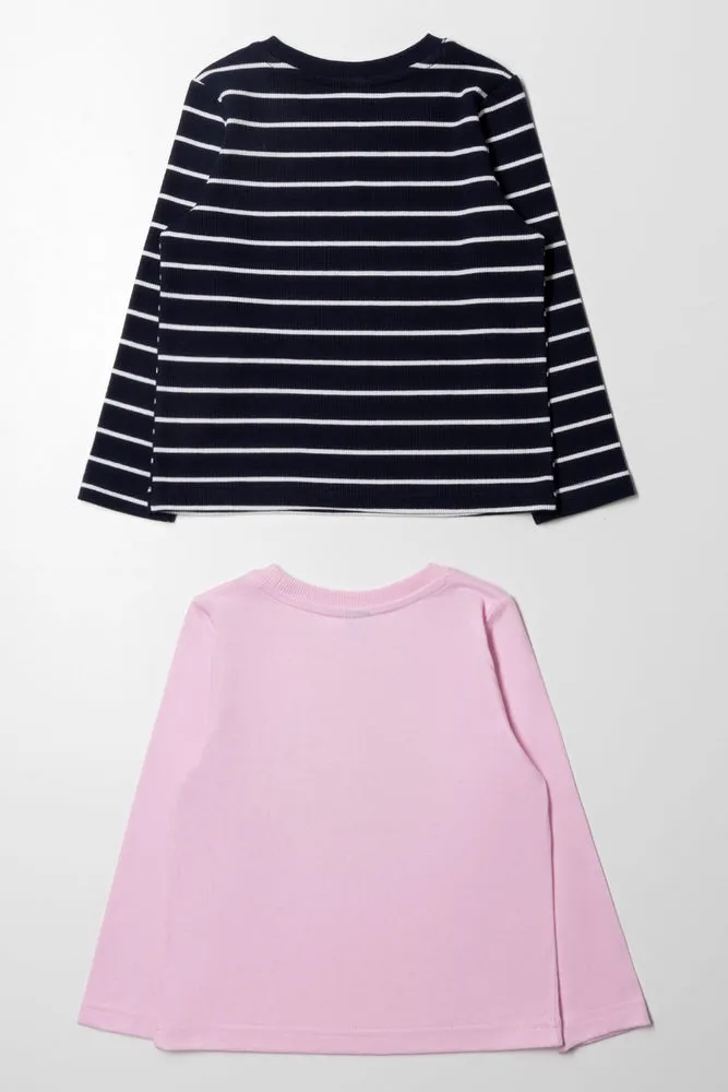 2 Pack Long Sleeve T-Shirt Pink & Navy