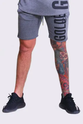 Adra Printed Men's Gym Shorts - Charcoal