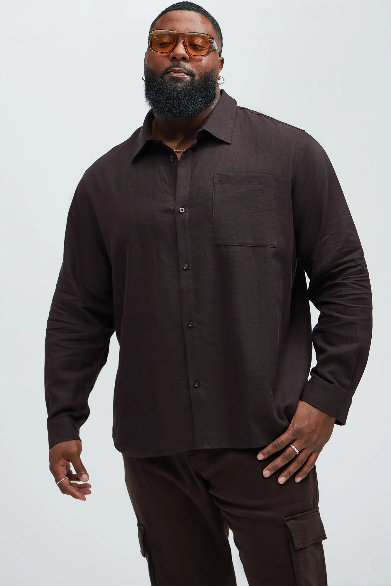 Bahamas Linen Long Sleeve Shirt - Brown