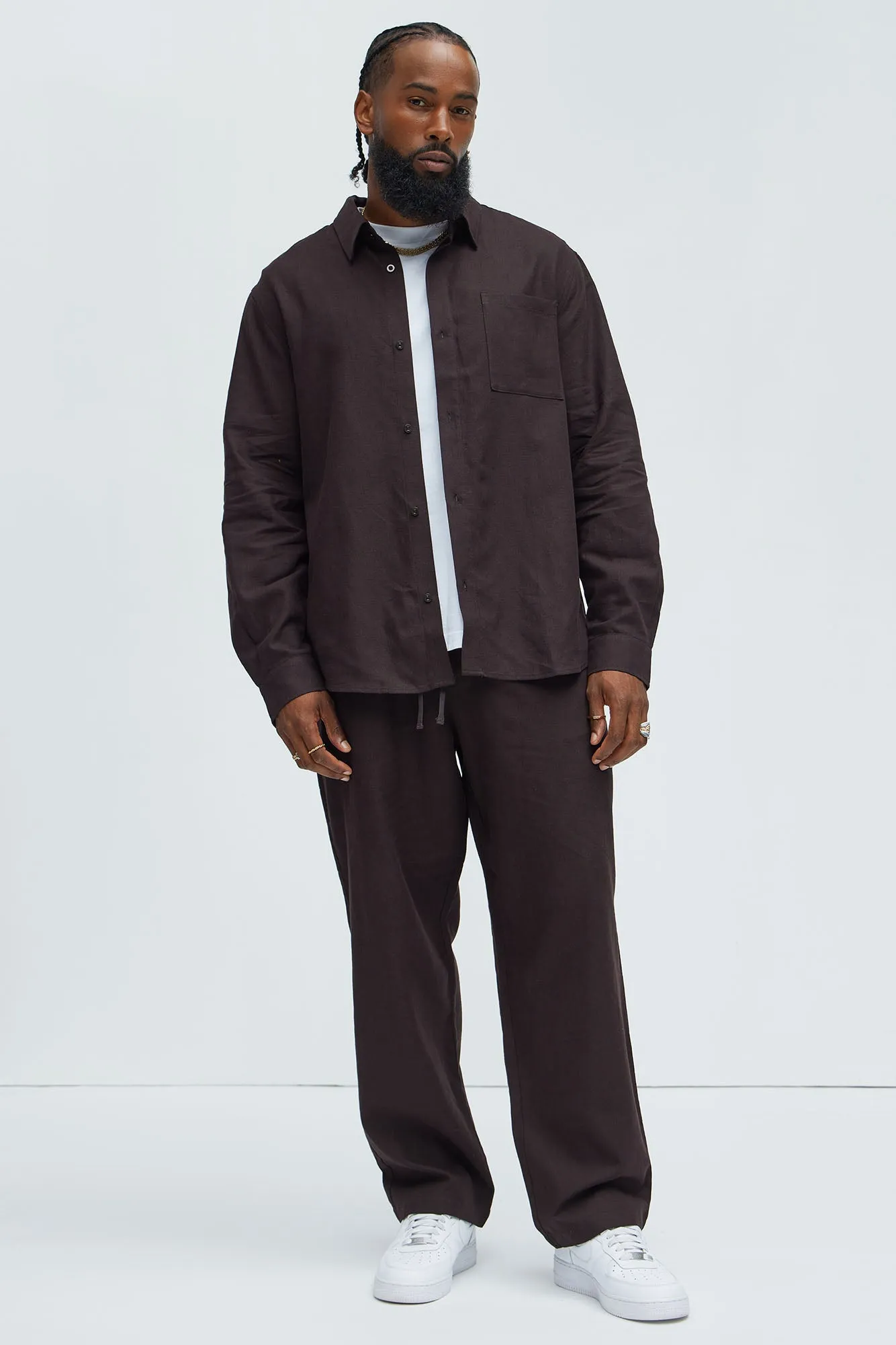 Bahamas Linen Long Sleeve Shirt - Brown