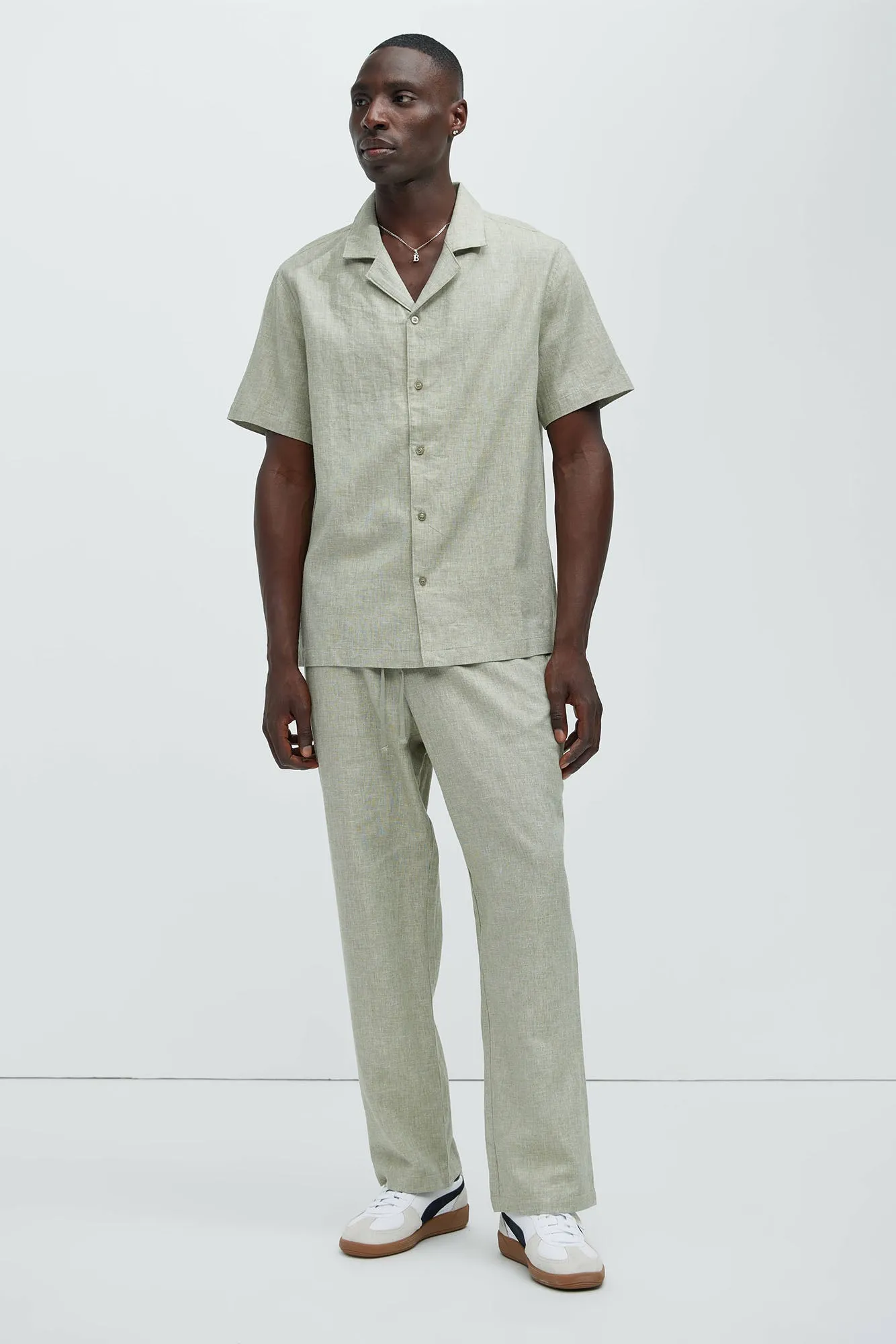 Bahamas Straight Linen Pants - Green