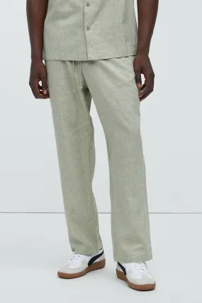 Bahamas Straight Linen Pants - Green