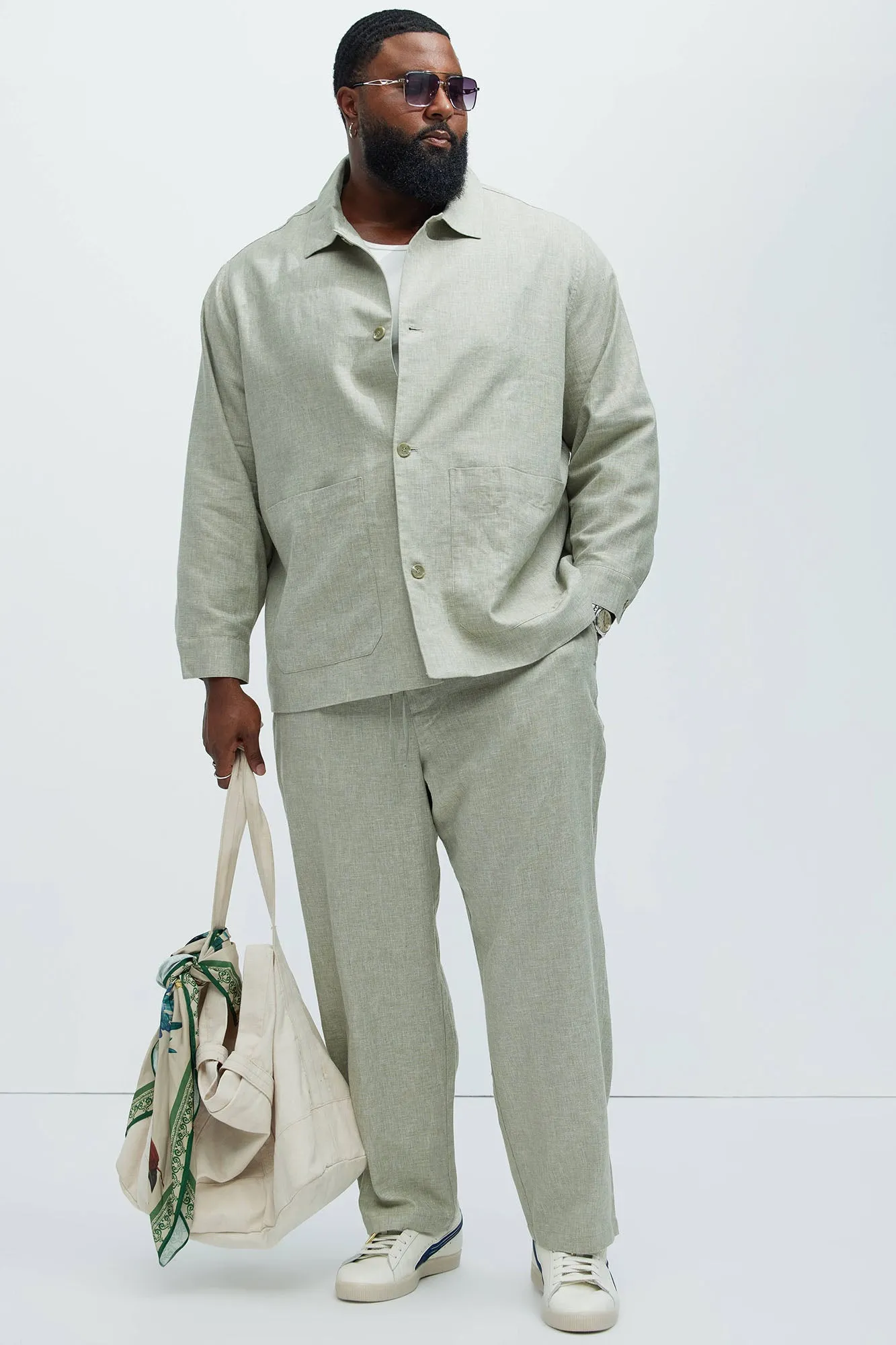 Bahamas Straight Linen Pants - Green