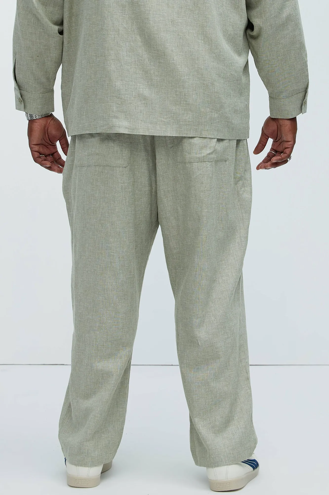 Bahamas Straight Linen Pants - Green