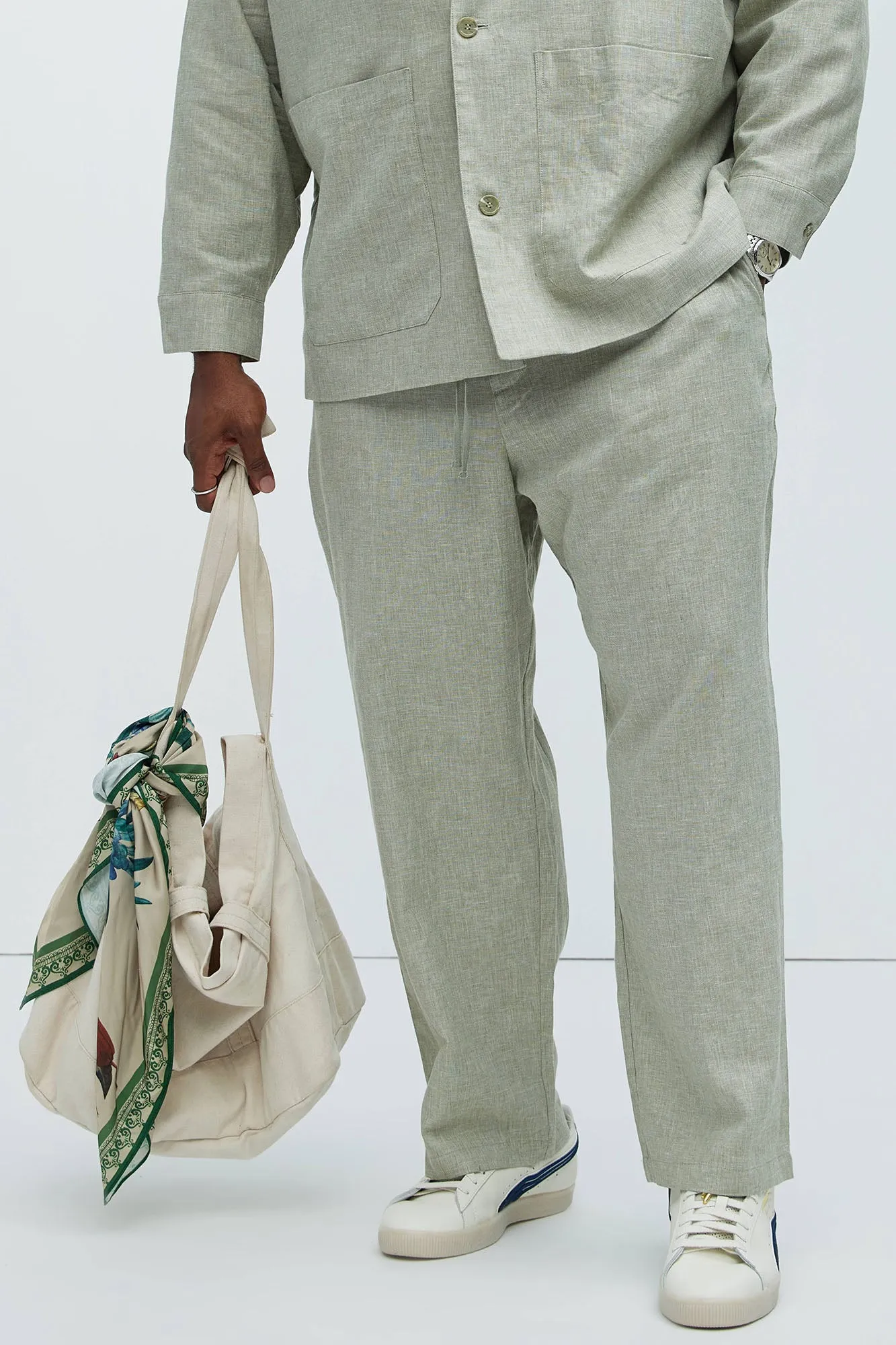 Bahamas Straight Linen Pants - Green