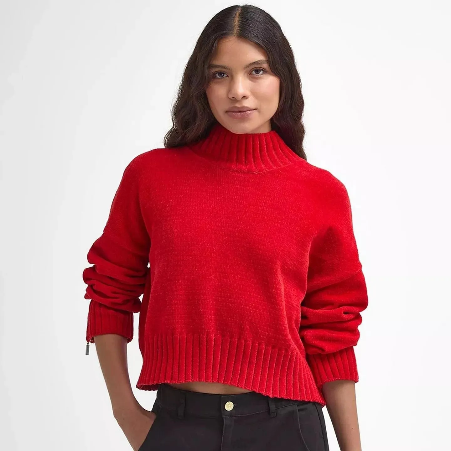 Barbour International Milla Roll Neck Jumper In Scarlet