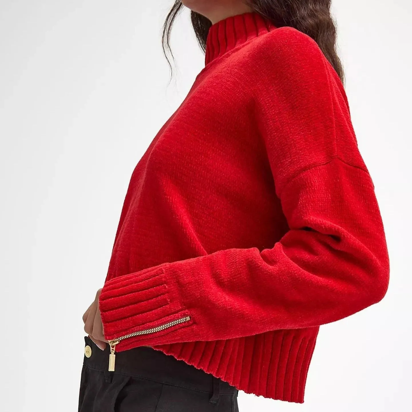 Barbour International Milla Roll Neck Jumper In Scarlet