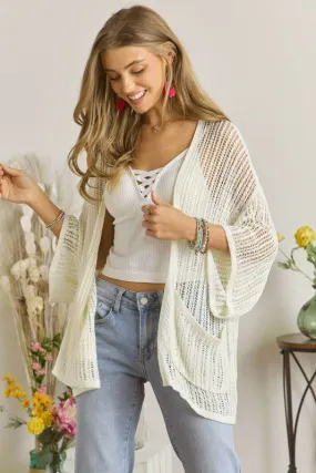 Be Transparent Ivory Fishnet Knit Cardigan