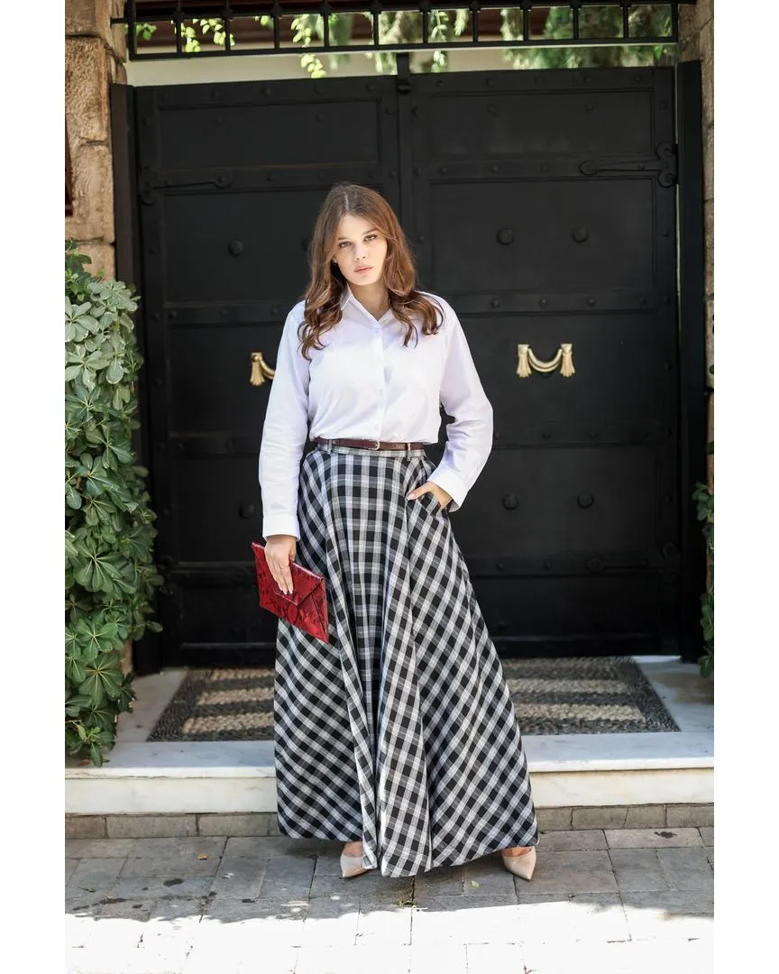 Black Checkered Skirt - Cotton Flannel