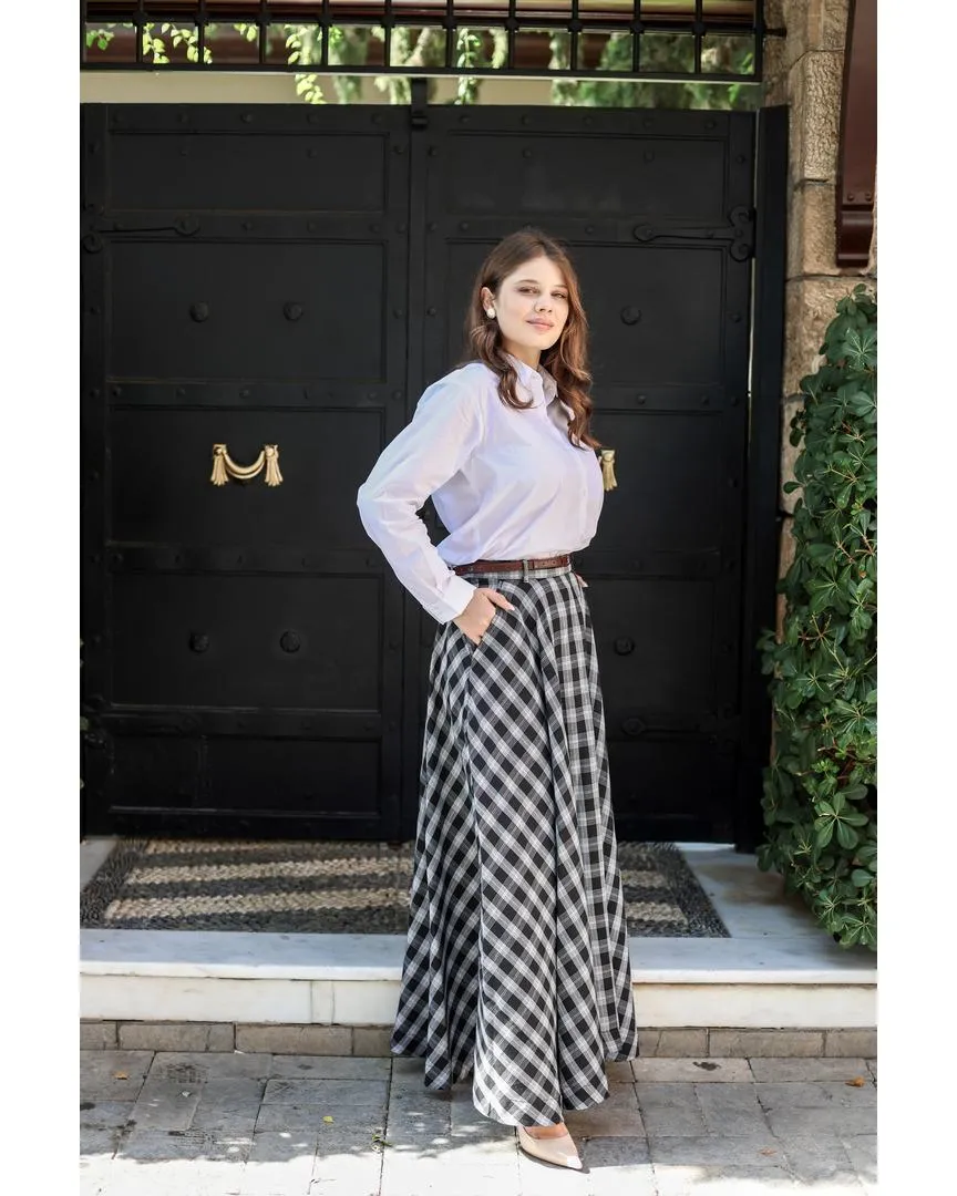 Black Checkered Skirt - Cotton Flannel