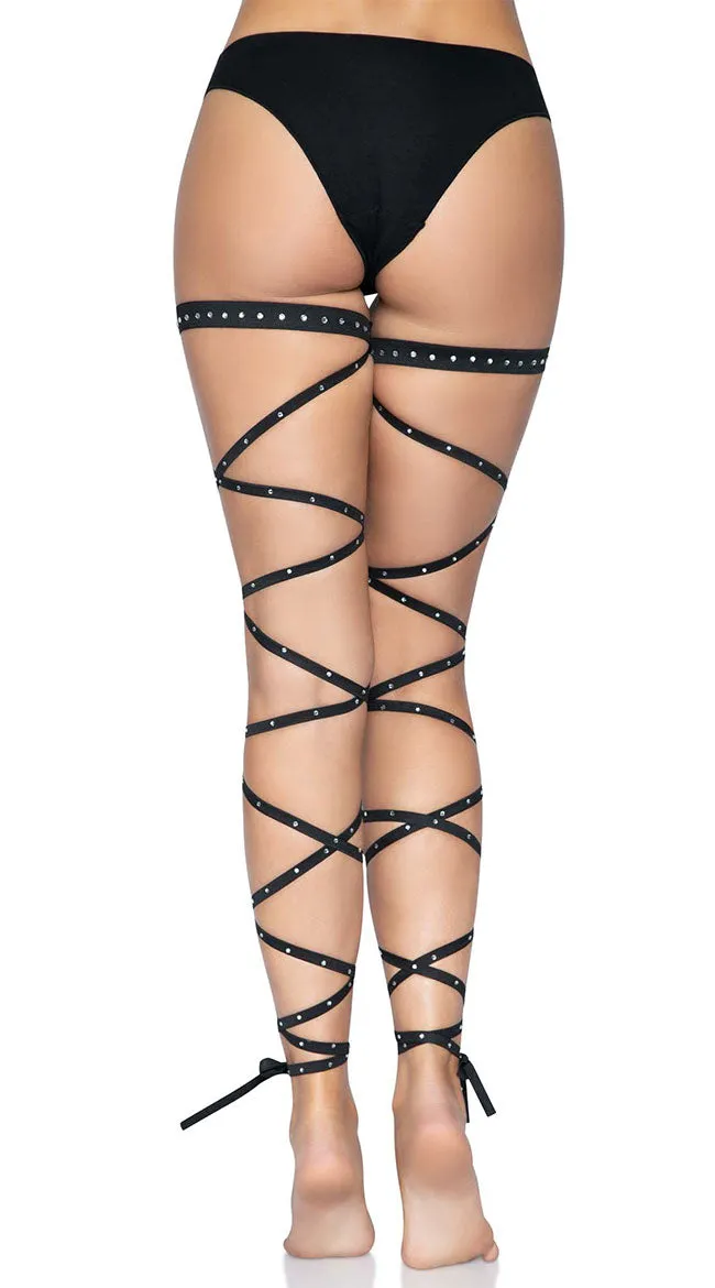 Black Rhinestone Leg Wraps