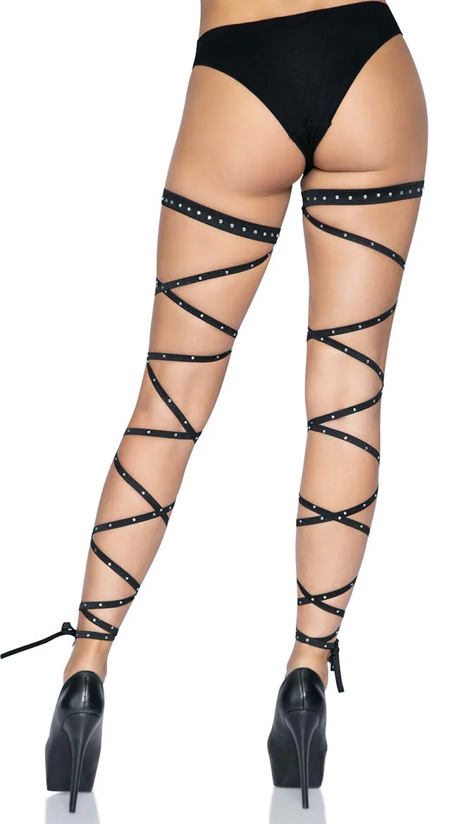 Black Rhinestone Leg Wraps