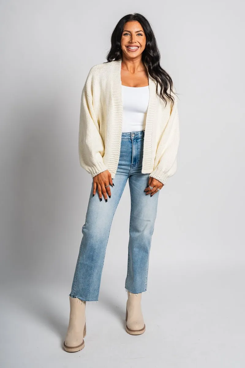 Boxy knit cardigan ivory