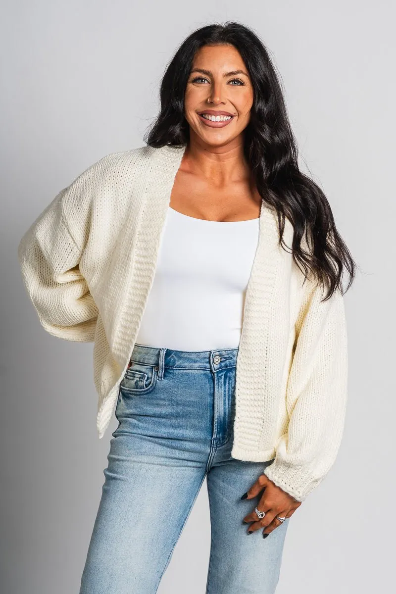 Boxy knit cardigan ivory