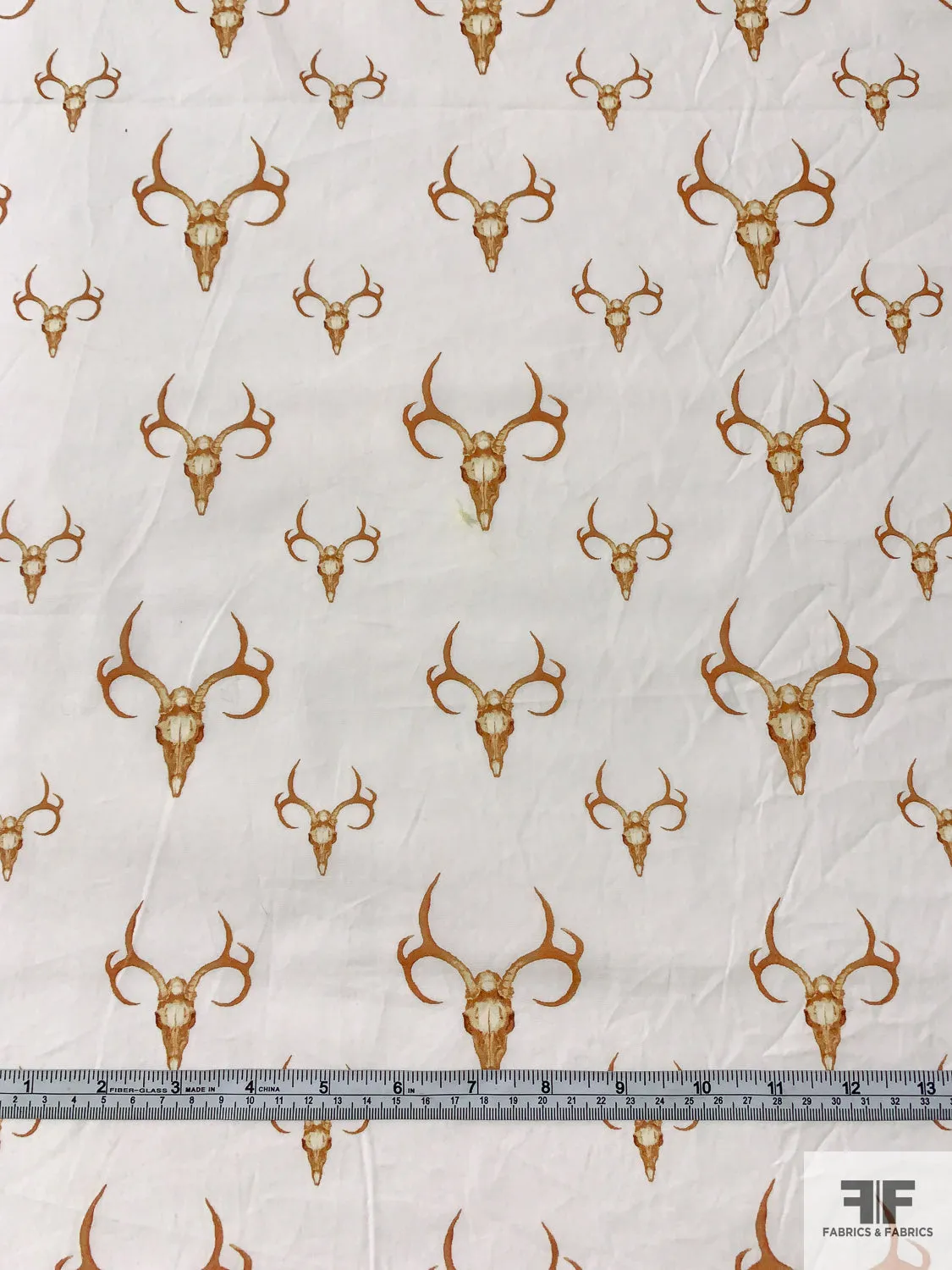 Bull Heads Printed Cotton Poplin - Toffee / Off-White