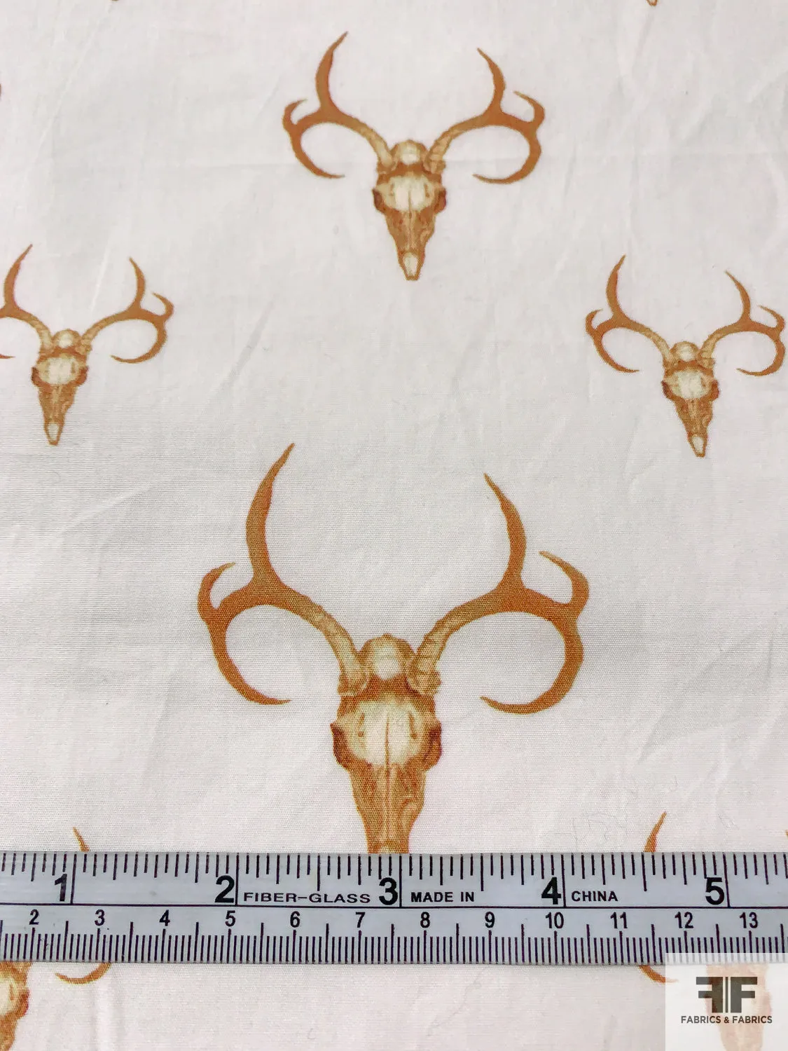 Bull Heads Printed Cotton Poplin - Toffee / Off-White