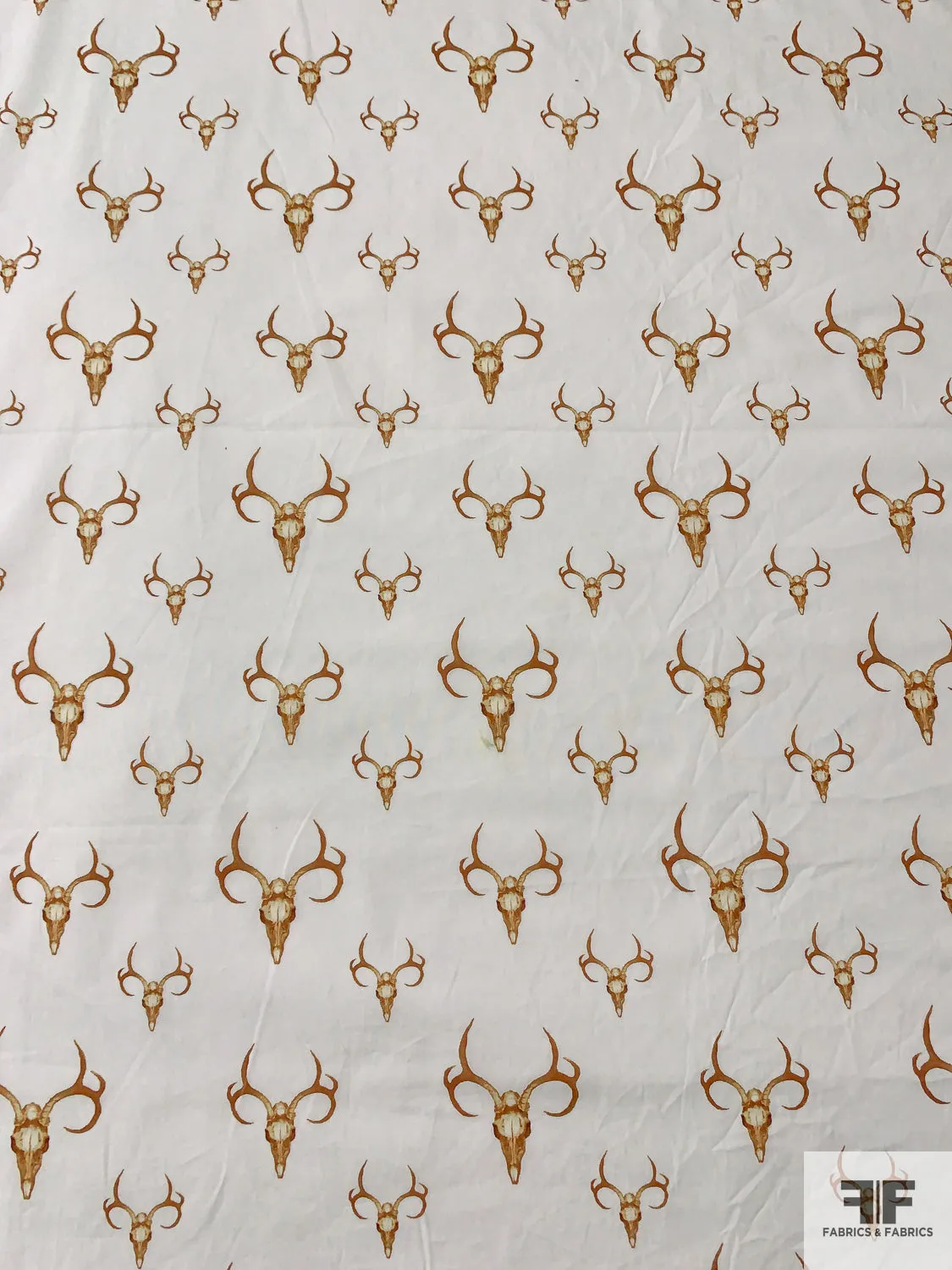 Bull Heads Printed Cotton Poplin - Toffee / Off-White
