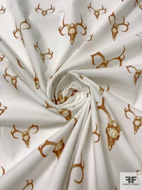 Bull Heads Printed Cotton Poplin - Toffee / Off-White