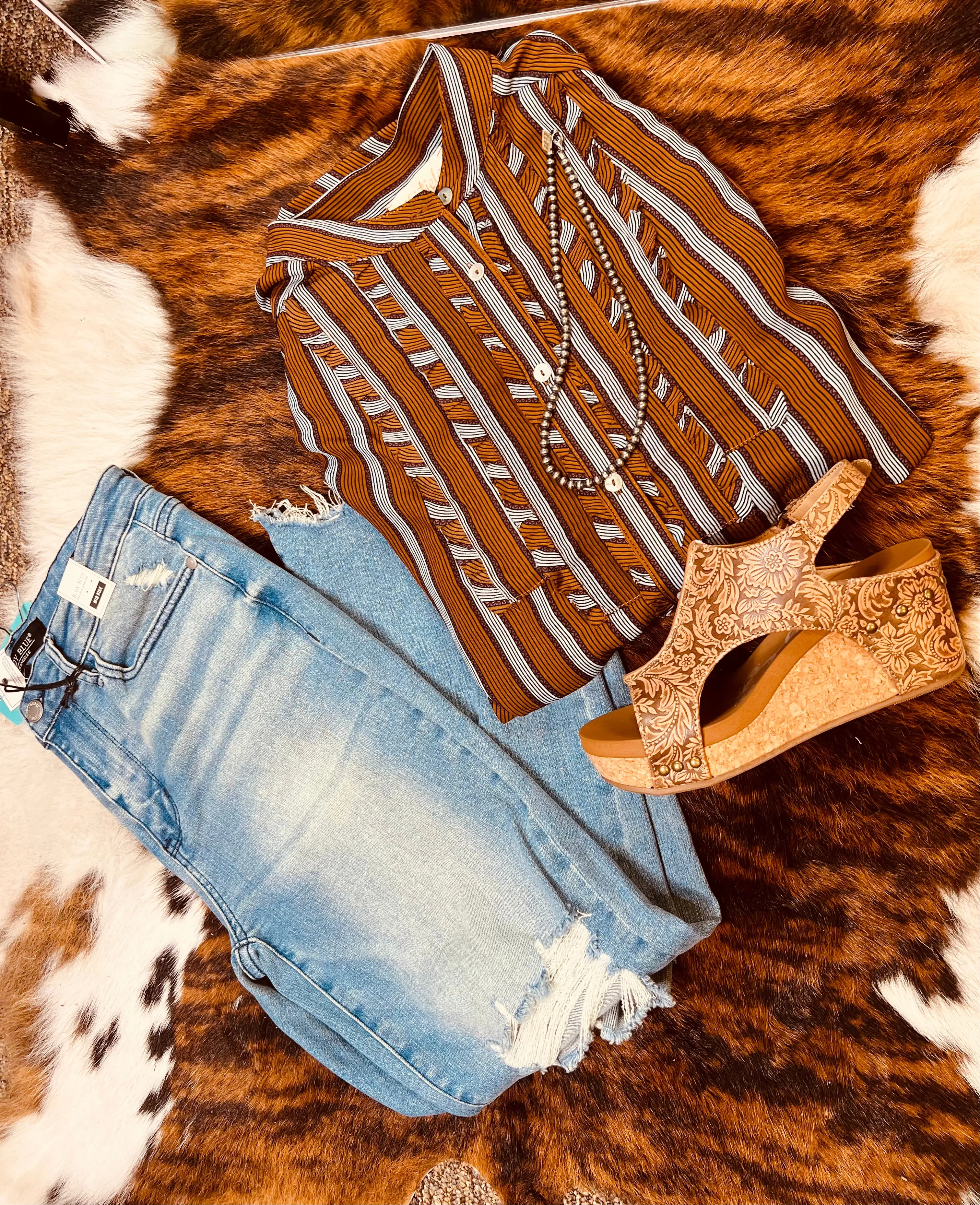 Butterscotch Striped Button Up