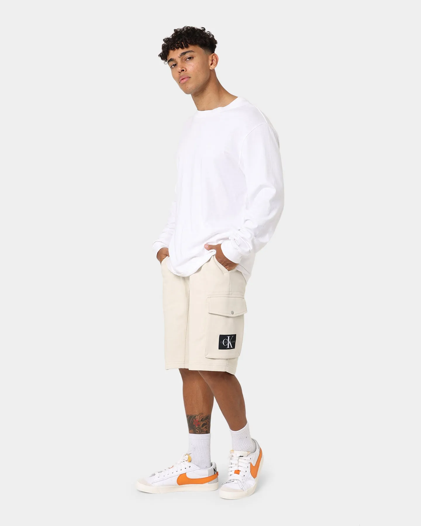 Calvin Klein Monogram Badge HWK Shorts Eggshell