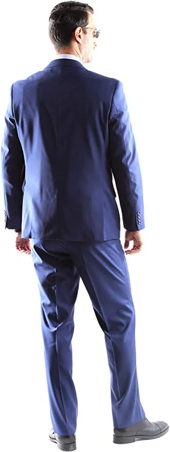 Caravelli Men's Super 150's Poly/Viscose Wool Feel Single Breasted 2 Button Slim Fit 2pc Suit Style S600512H in Cobalt 580 (free shipping)