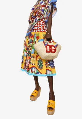 Carretto Print Pleated Midi Skirt