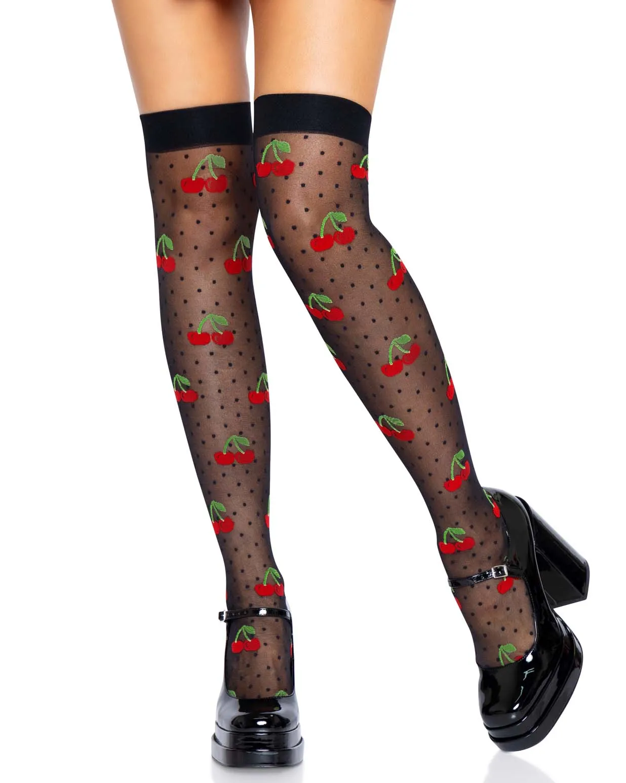 Cherry Women's Sheer Thigh Highs