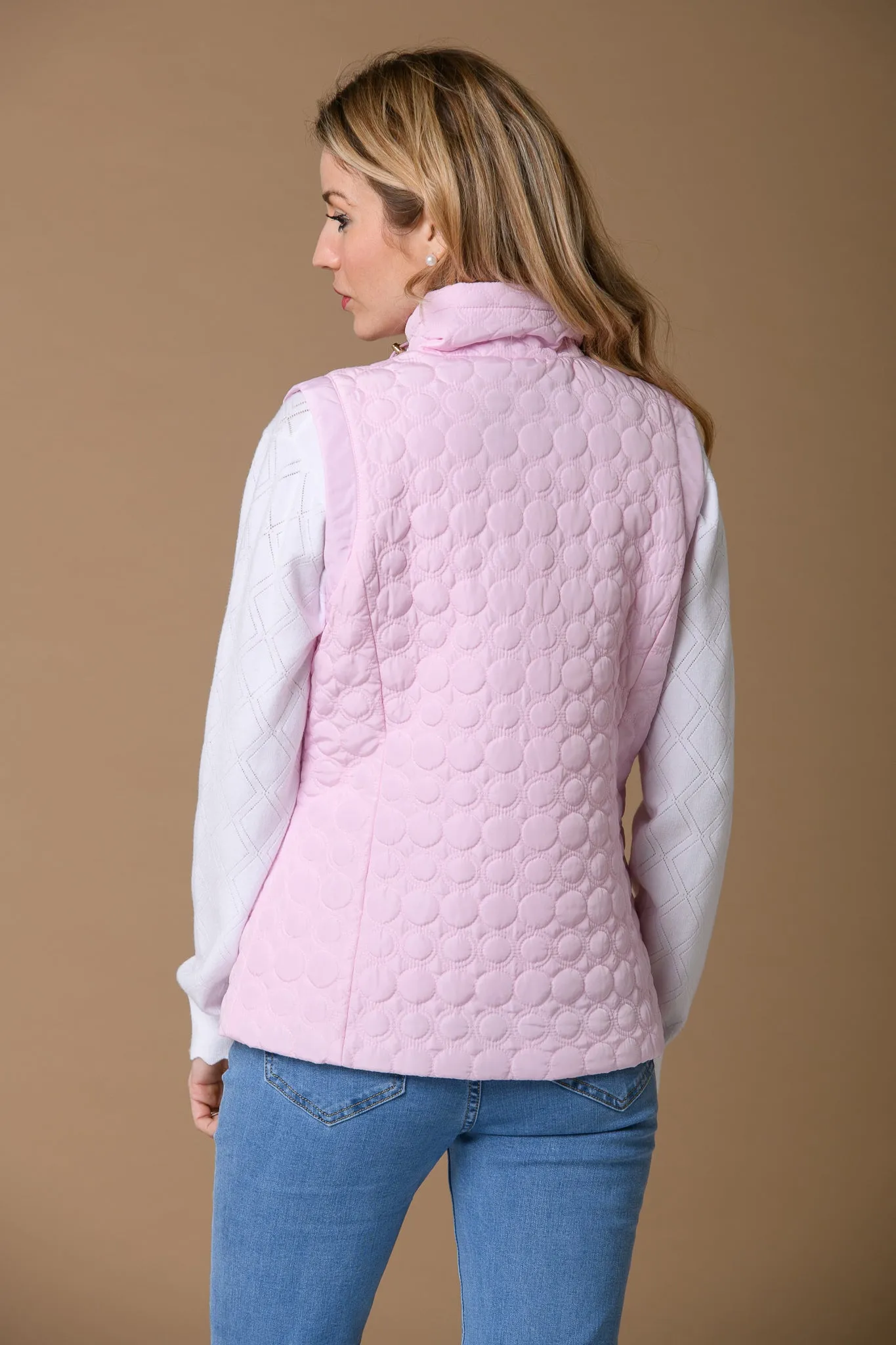 Circles Quilt Gilet - Pink