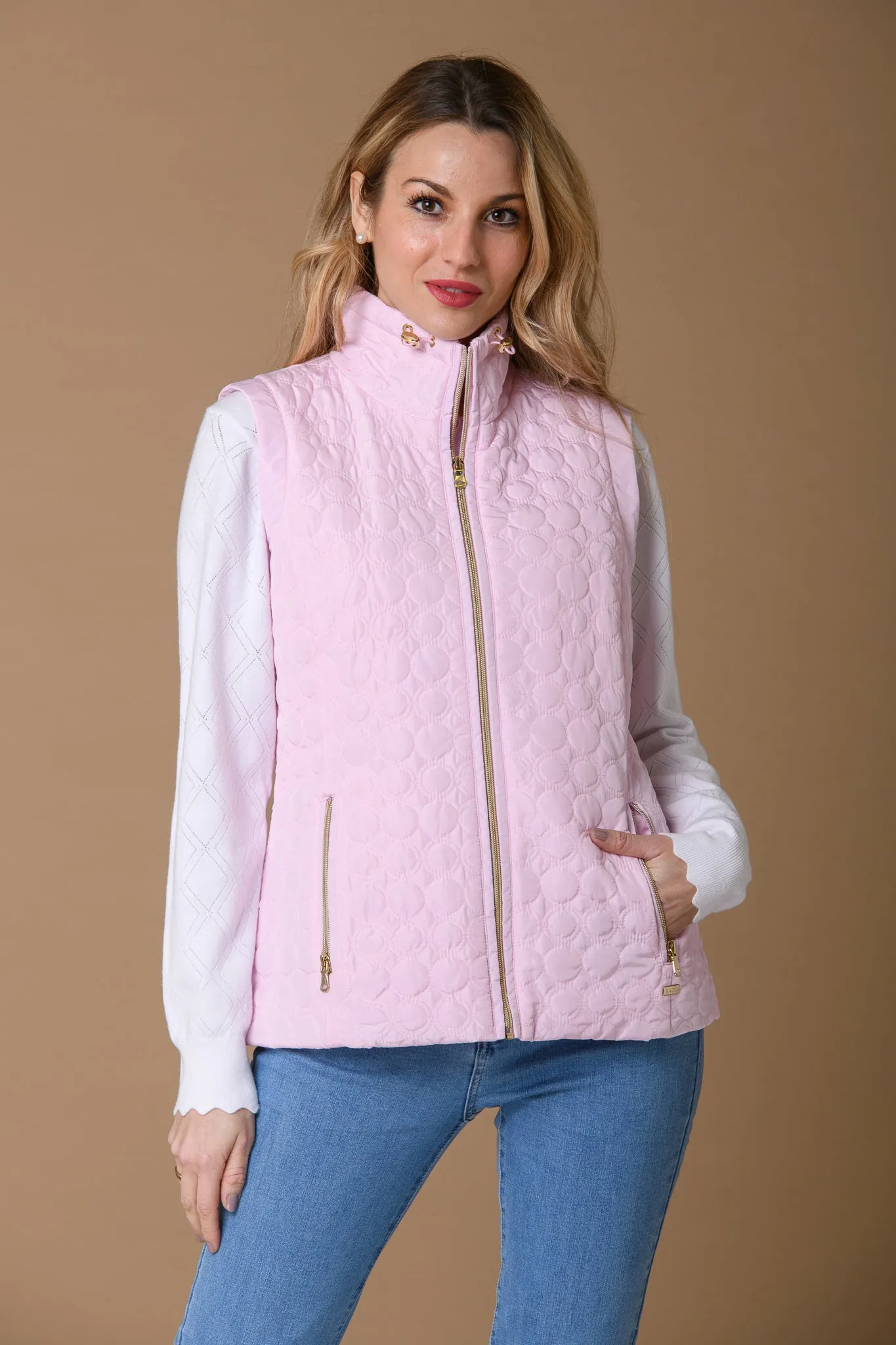 Circles Quilt Gilet - Pink