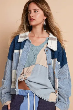 Corduroy Jacquard Patchwork Jacket