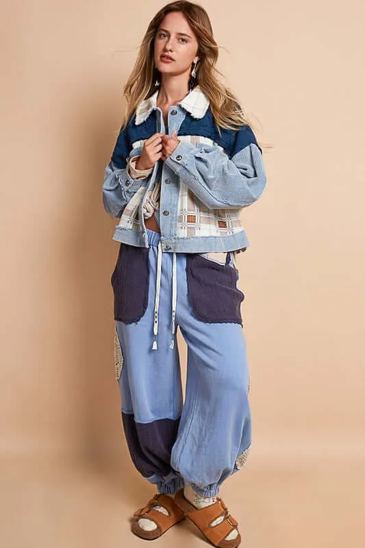 Corduroy Jacquard Patchwork Jacket