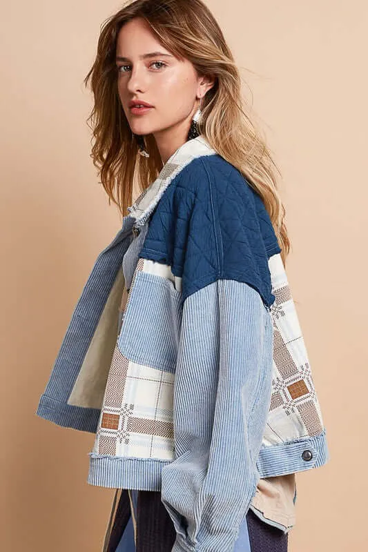 Corduroy Jacquard Patchwork Jacket