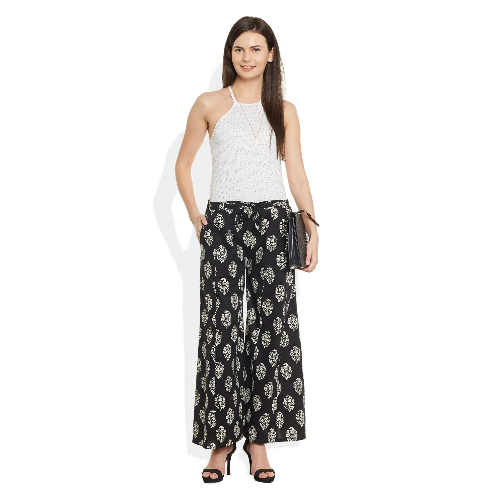 Cotton Printed Palazzo Pants For Women Indian,Small,W-CPLZS-2716