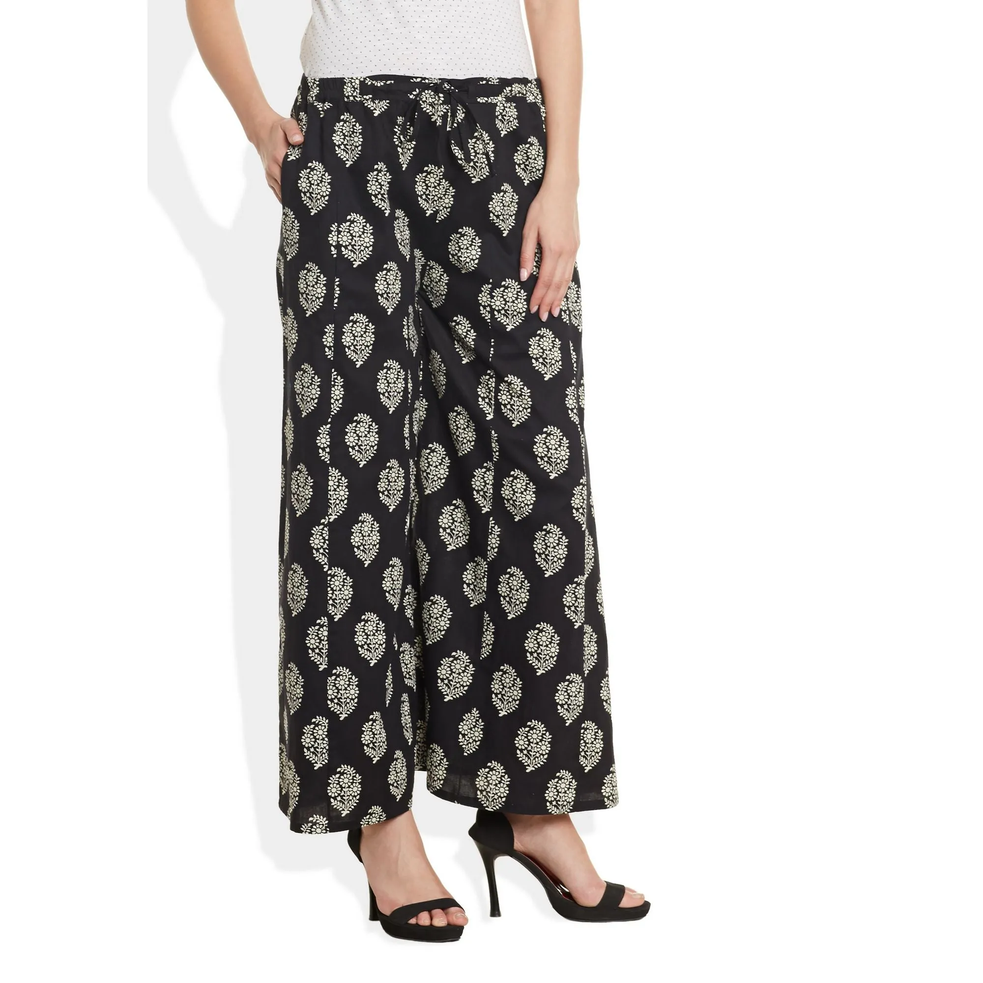 Cotton Printed Palazzo Pants For Women Indian,Small,W-CPLZS-2716