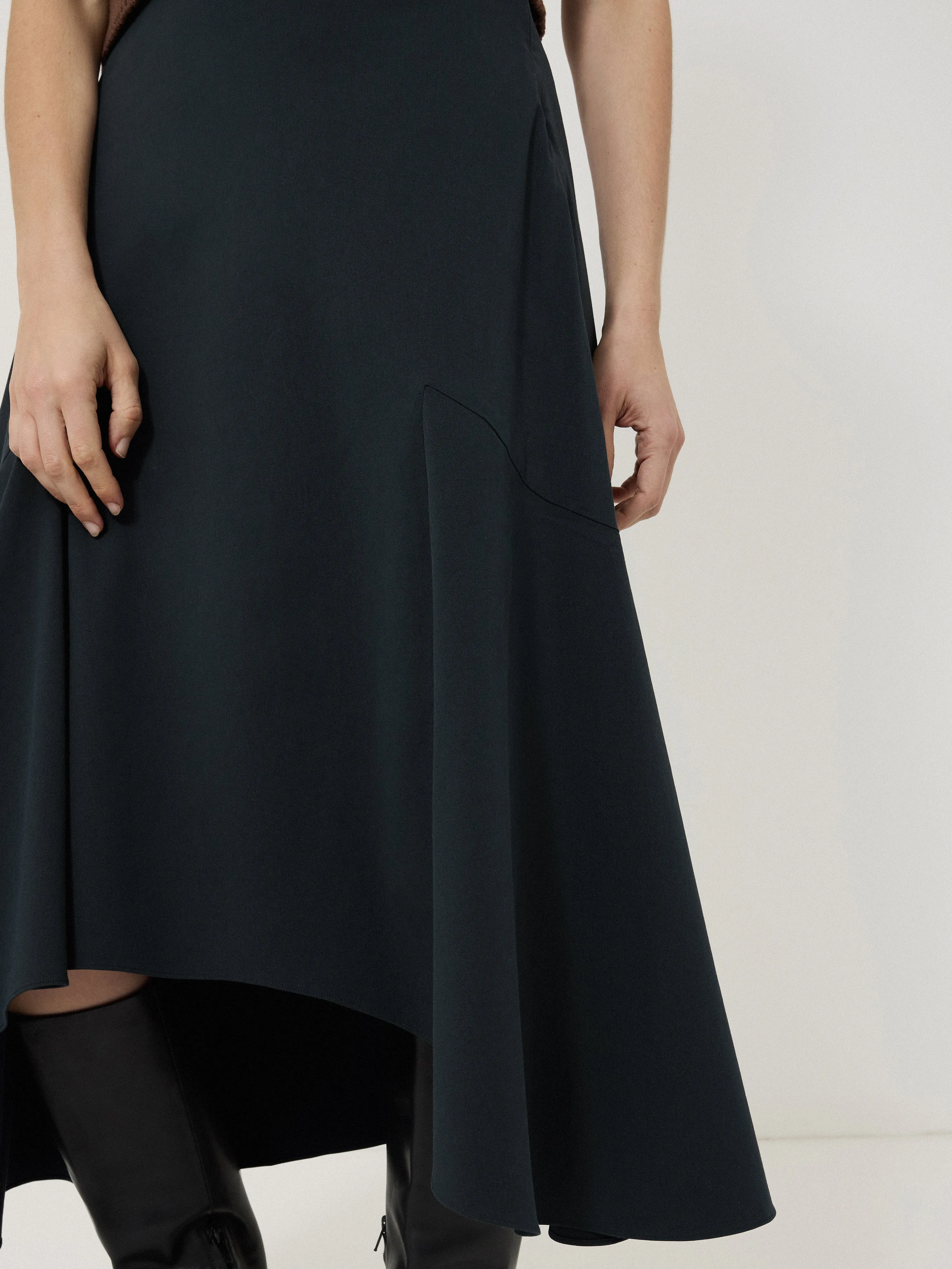 Cotton Seam Detail Skirt | Navy