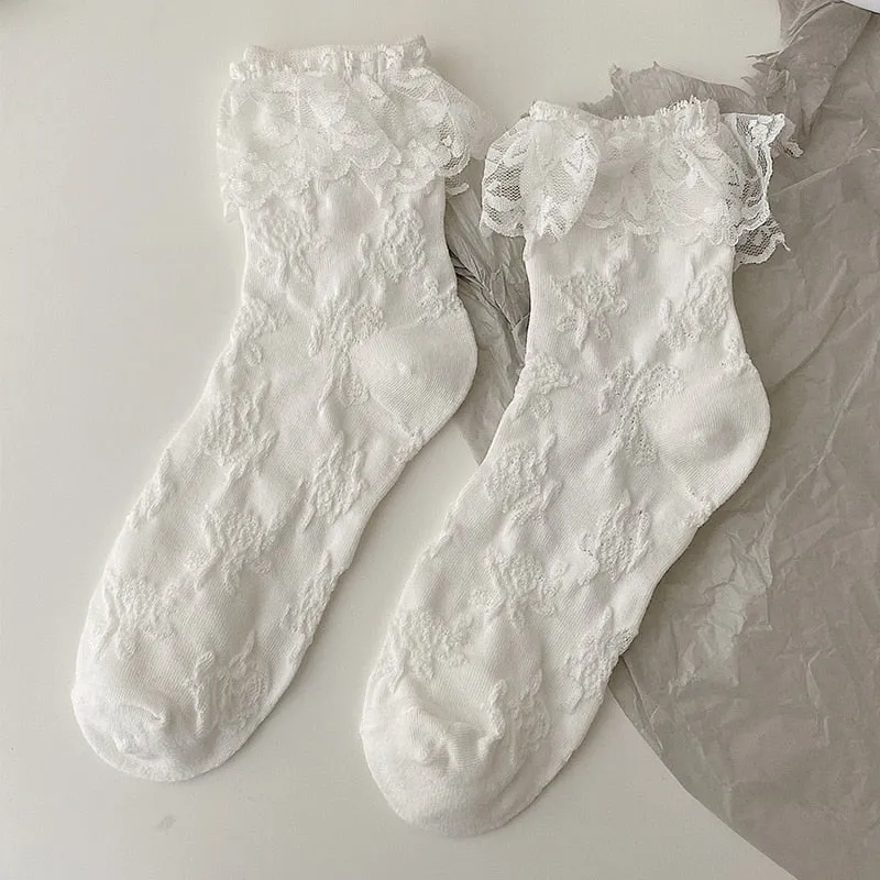 Dainty White Lace Socks