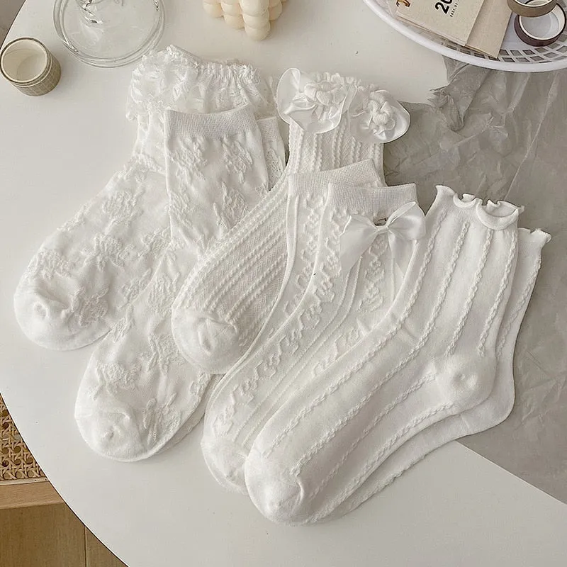 Dainty White Lace Socks