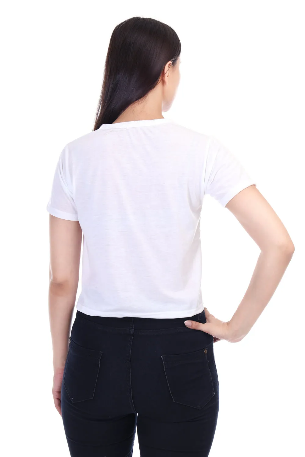DK FASHION Women's  Women Solid Round Neck Pure Cotton Anime White T-Shirt