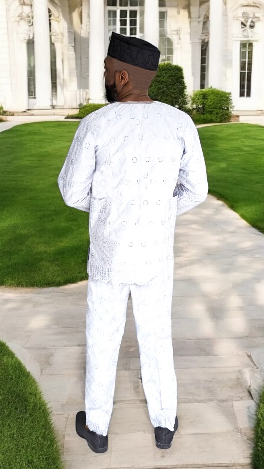 Dupsie's Kano Royal Silver Grey Lace Dashiki Suit For Men DPMNGL39