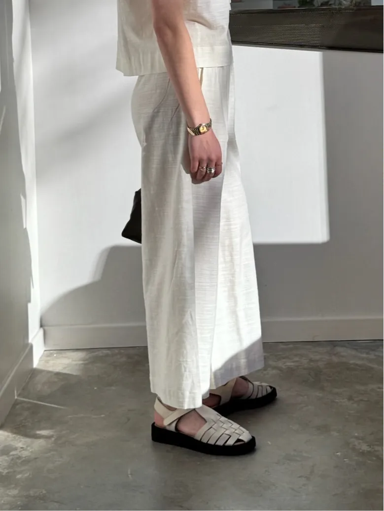 Ecru Organic Cotton Wide Leg Pants