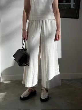 Ecru Organic Cotton Wide Leg Pants