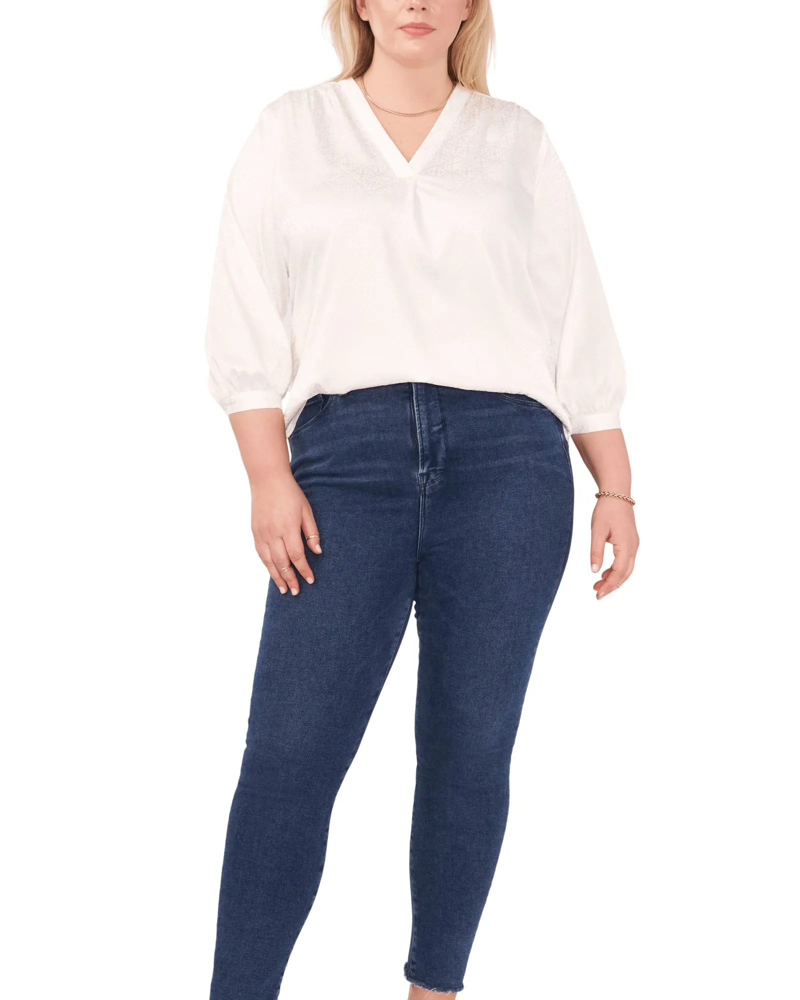 Eliana Jacquard Blouse | NEW IVORY