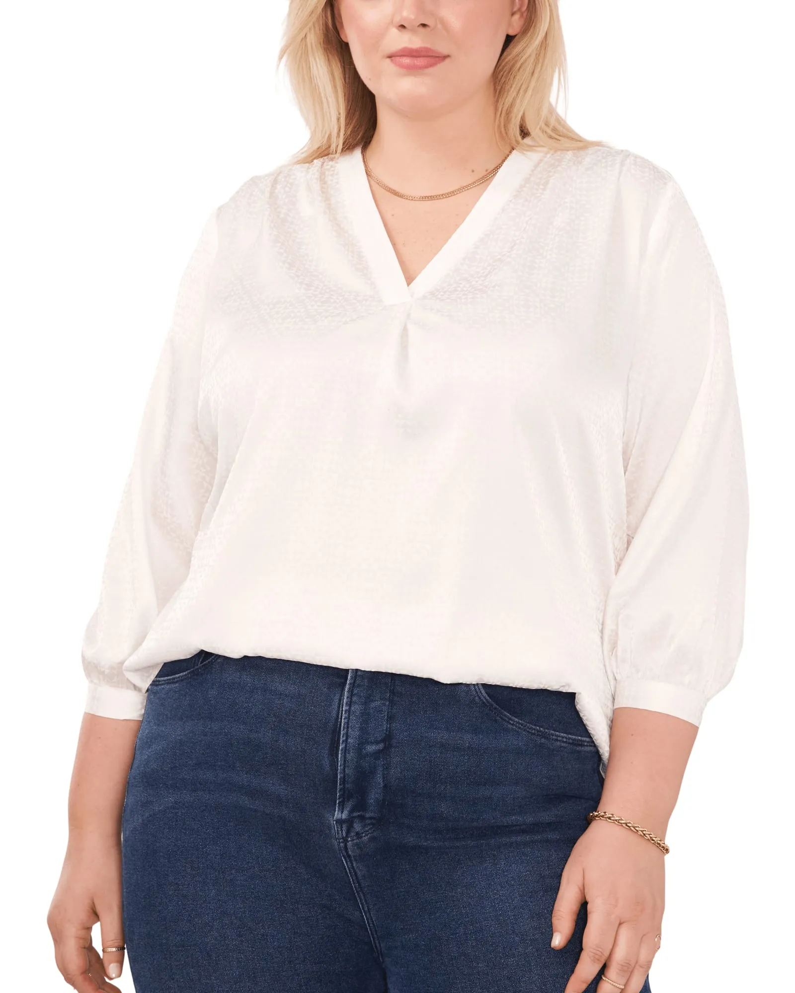Eliana Jacquard Blouse | NEW IVORY