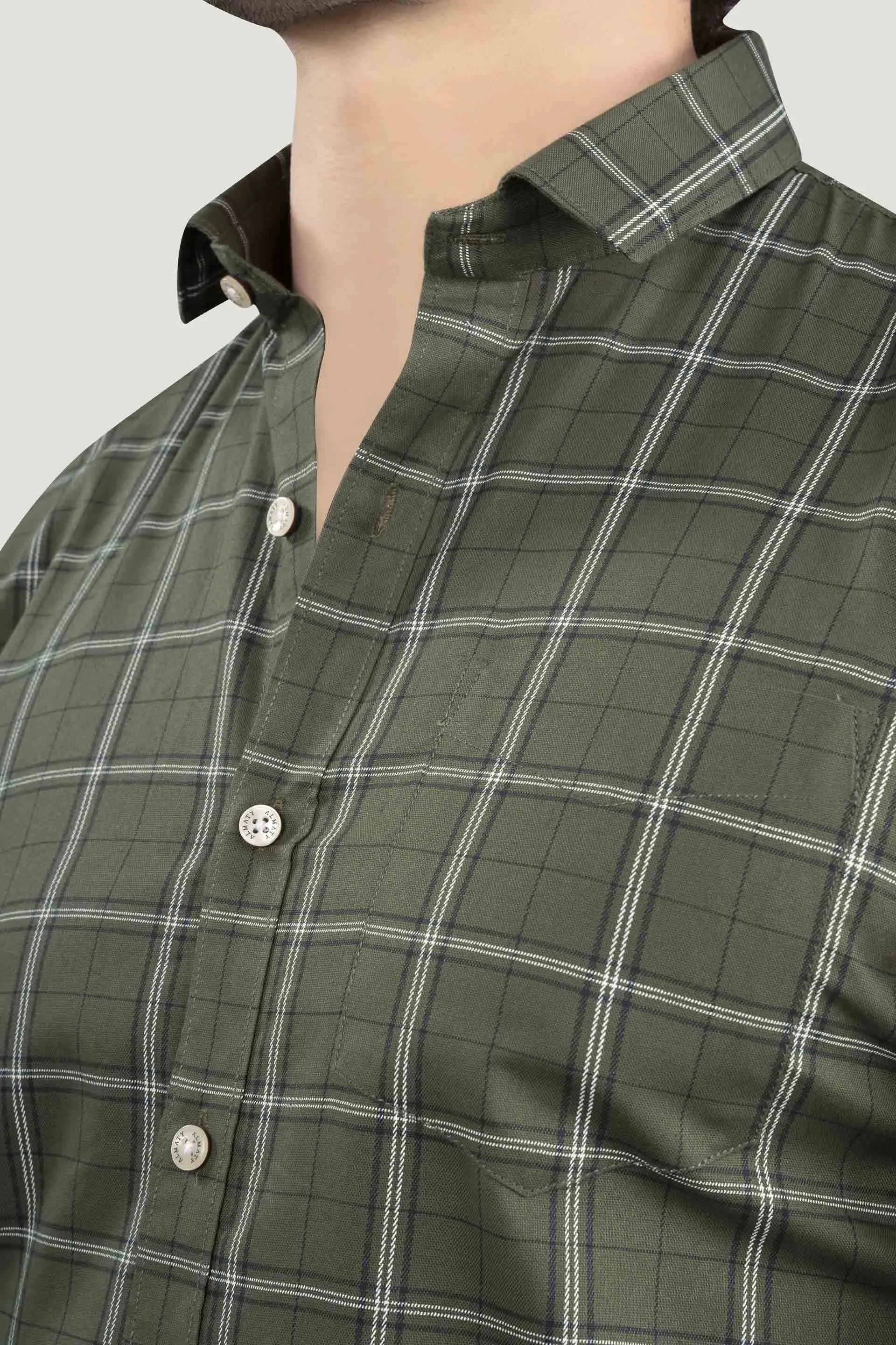 Elijah Green Cotton Check Shirt