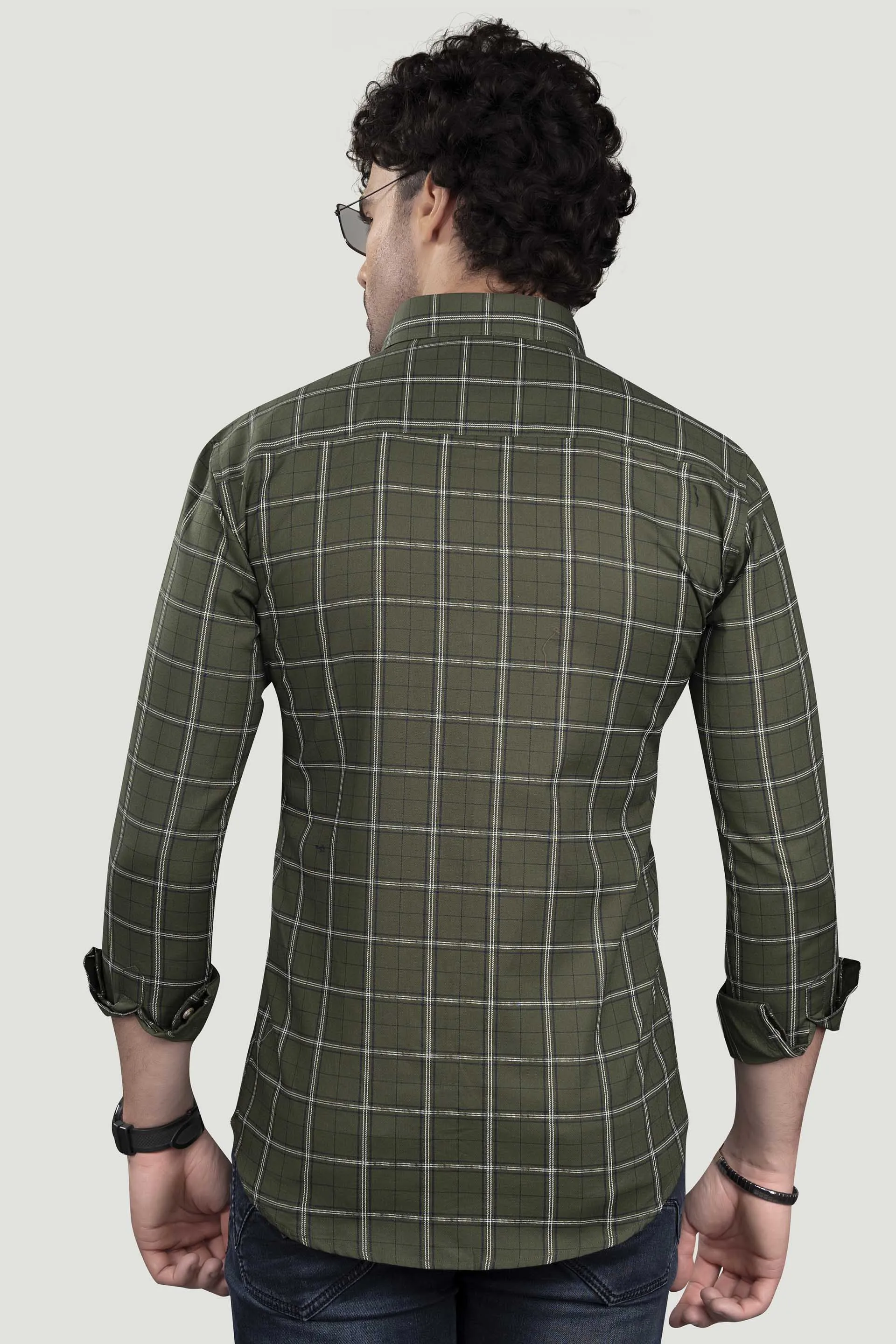 Elijah Green Cotton Check Shirt