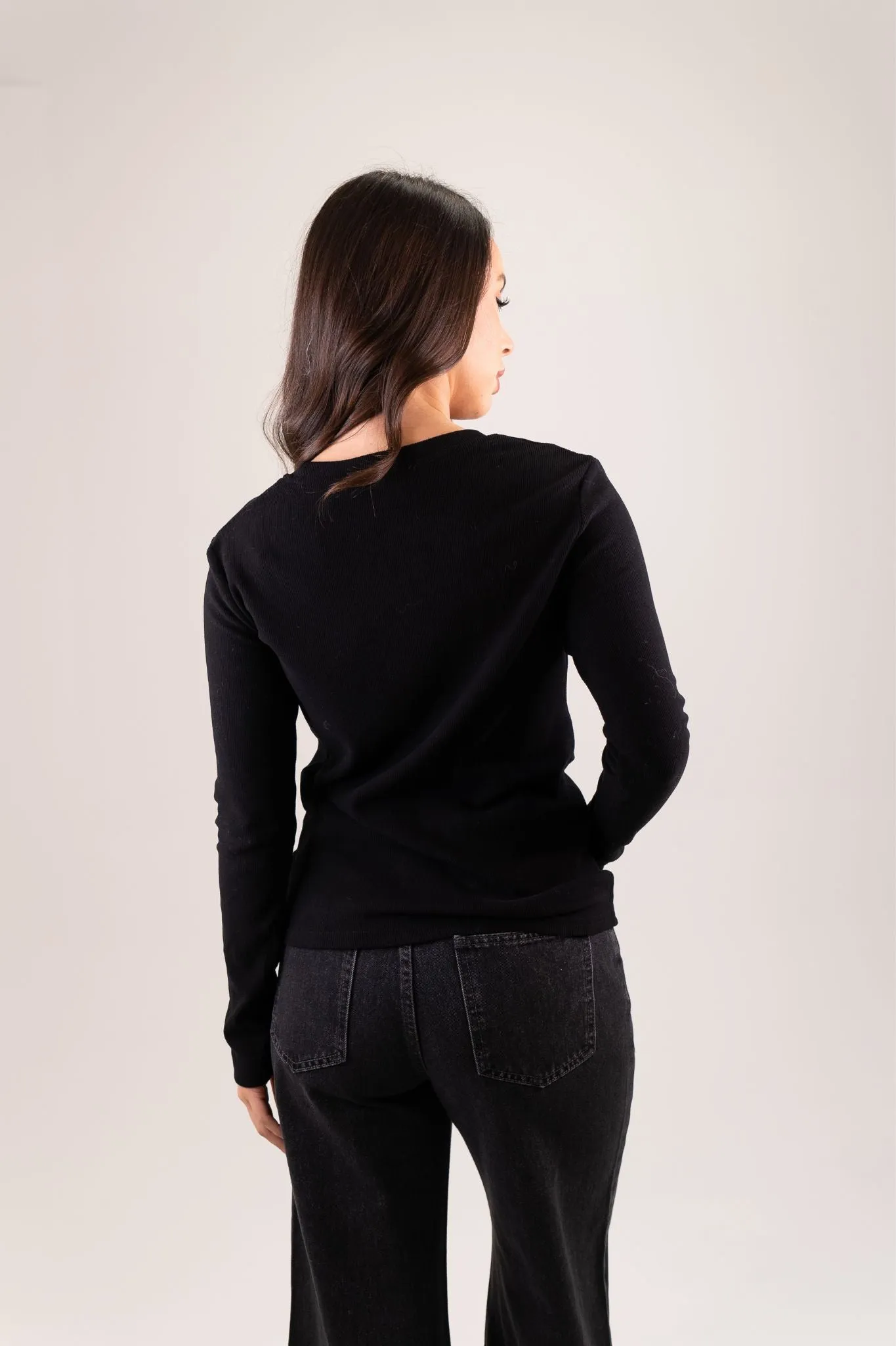 Elsa Long Sleeve Top In Black