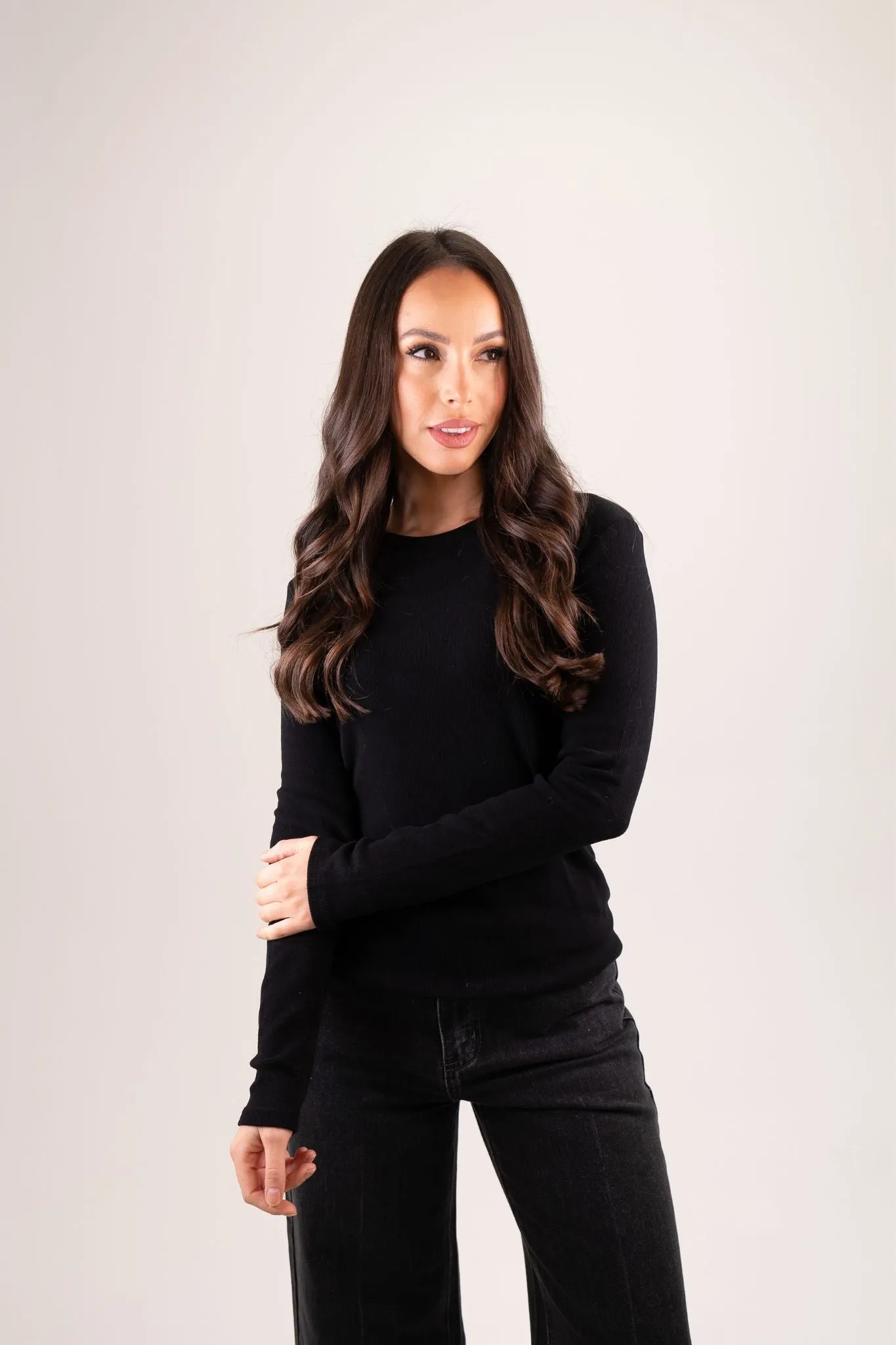 Elsa Long Sleeve Top In Black