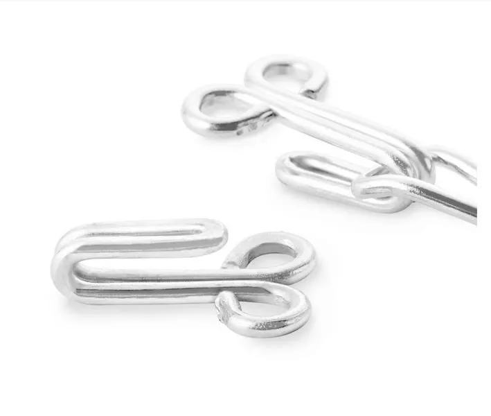 Extra Large Hook and Eyes - Black, Silver (12 Sets)