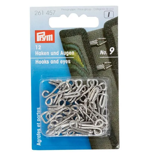 Extra Large Hook and Eyes - Black, Silver (12 Sets)