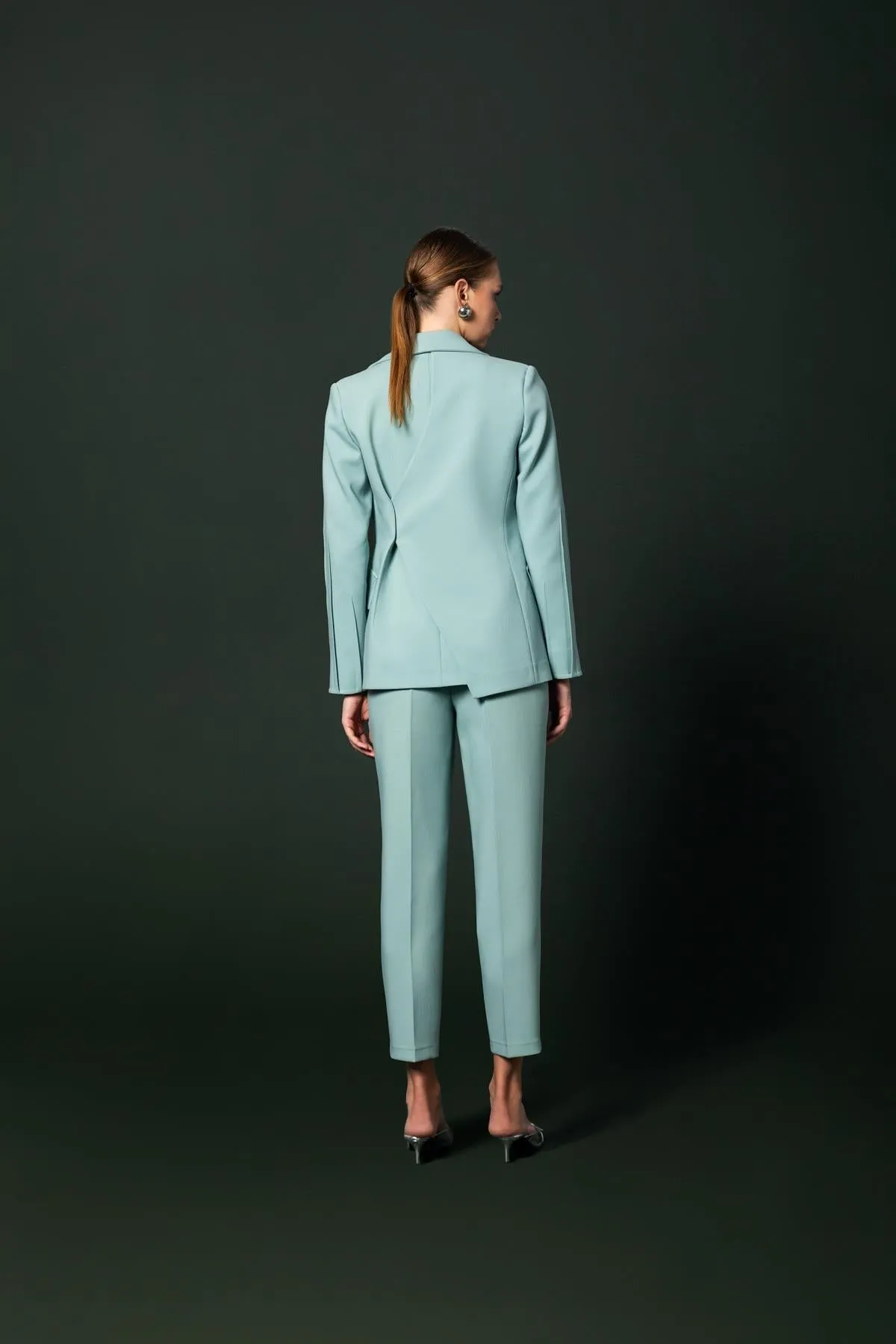 Fabric Pants with Belt Green